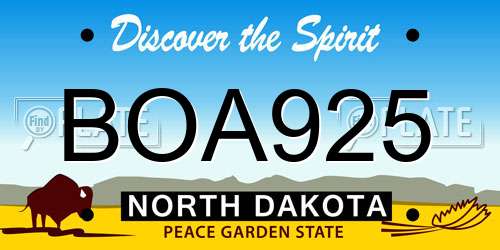 BOA925 North Dakota License Plate
