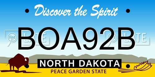 BOA92B North Dakota License Plate