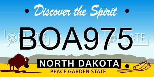BOA975 North Dakota License Plate