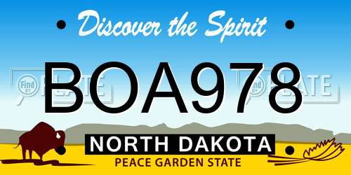 BOA978 North Dakota License Plate