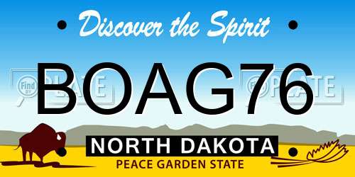 BOAG76 North Dakota License Plate