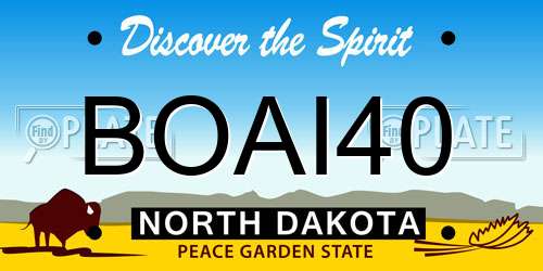 BOAI40 North Dakota License Plate