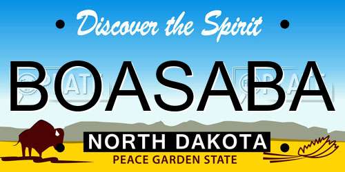 BOASABA North Dakota License Plate