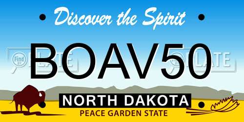 BOAV50 North Dakota License Plate