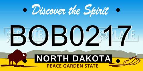 BOB0217 North Dakota License Plate