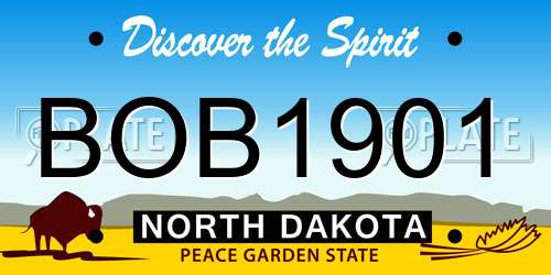 BOB1901 North Dakota License Plate