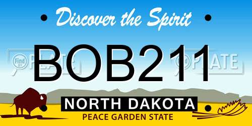 BOB211 North Dakota License Plate