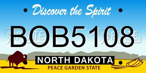 BOB5108 North Dakota License Plate