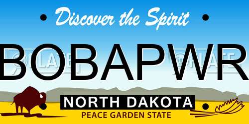 BOBAPWR North Dakota License Plate