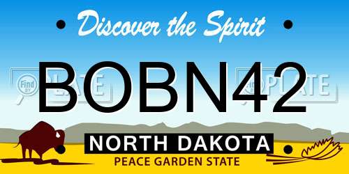BOBN42 North Dakota License Plate