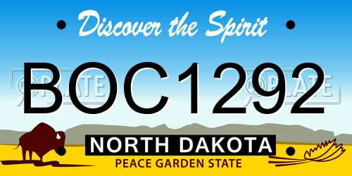 BOC1292 North Dakota License Plate