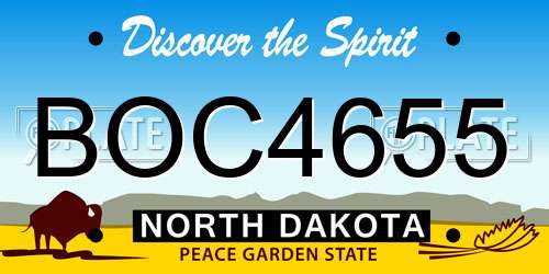 BOC4655 North Dakota License Plate