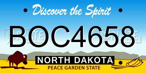 BOC4658 North Dakota License Plate