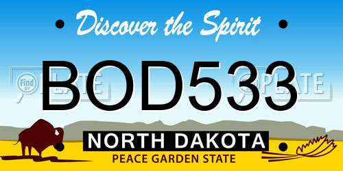 BOD533 North Dakota License Plate