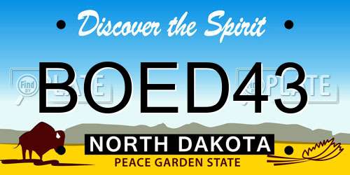 BOED43 North Dakota License Plate