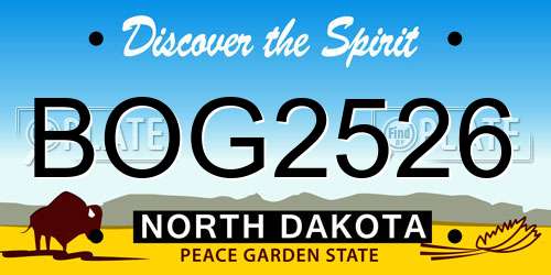 BOG2526 North Dakota License Plate