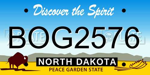 BOG2576 North Dakota License Plate