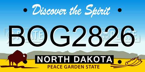 BOG2826 North Dakota License Plate
