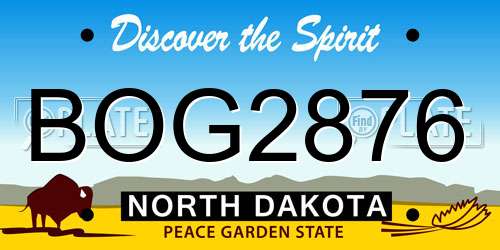 BOG2876 North Dakota License Plate