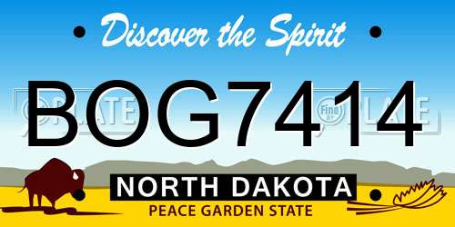 BOG7414 North Dakota License Plate