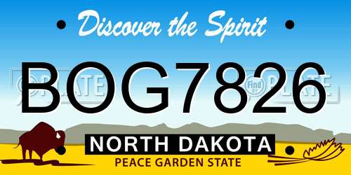 BOG7826 North Dakota License Plate