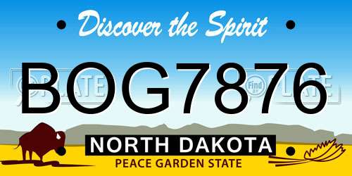 BOG7876 North Dakota License Plate