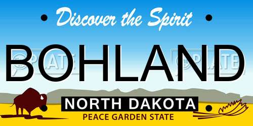 BOHLAND North Dakota License Plate