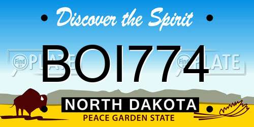 BOI774 North Dakota License Plate