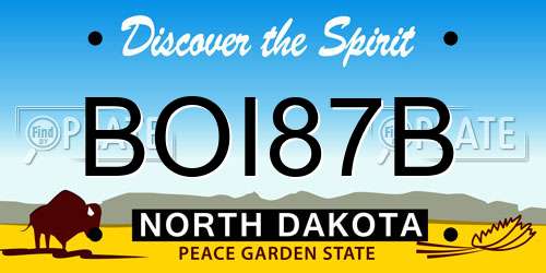 BOI87B North Dakota License Plate