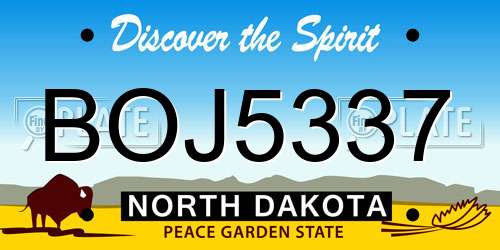 BOJ5337 North Dakota License Plate