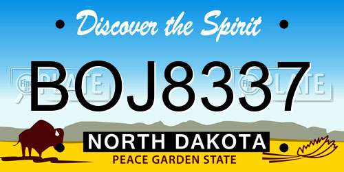 BOJ8337 North Dakota License Plate
