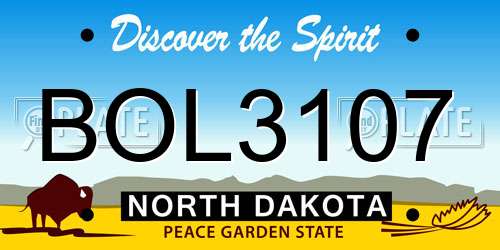 BOL3107 North Dakota License Plate