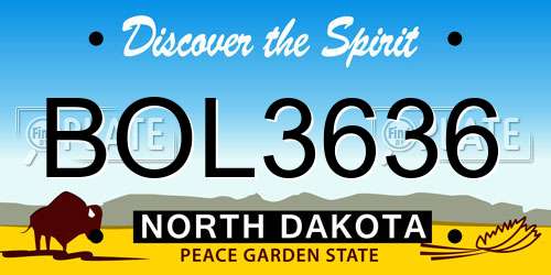 BOL3636 North Dakota License Plate