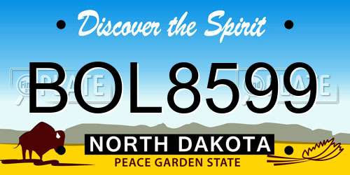 BOL8599 North Dakota License Plate
