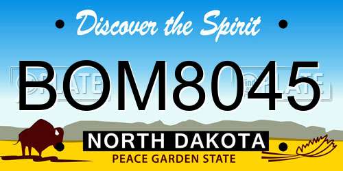 BOM8045 North Dakota License Plate