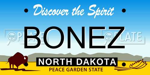 BONEZ North Dakota License Plate