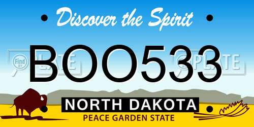 BOO533 North Dakota License Plate