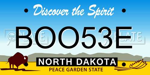 BOO53E North Dakota License Plate