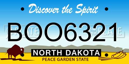 BOO6321 North Dakota License Plate