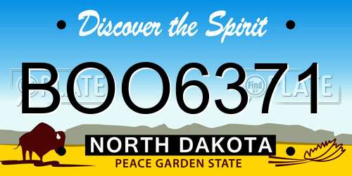 BOO6371 North Dakota License Plate