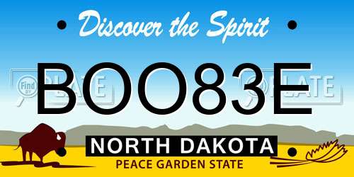 BOO83E North Dakota License Plate