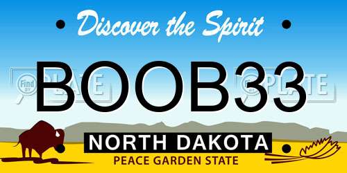 BOOB33 North Dakota License Plate