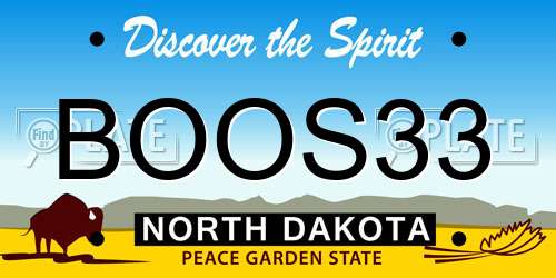 BOOS33 North Dakota License Plate