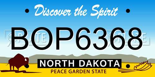 BOP6368 North Dakota License Plate