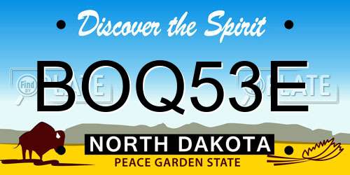 BOQ53E North Dakota License Plate