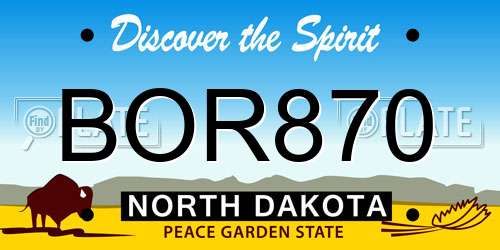 BOR870 North Dakota License Plate