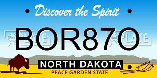 BOR87O North Dakota License Plate