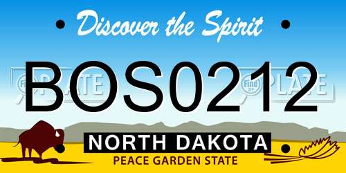 BOS0212 North Dakota License Plate