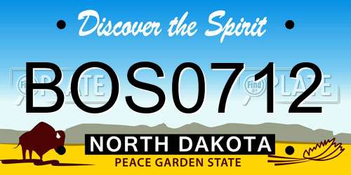 BOS0712 North Dakota License Plate