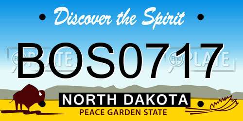 BOS0717 North Dakota License Plate